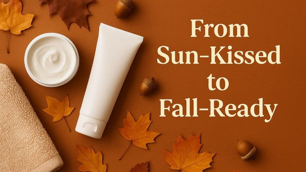 Calm, fall-ready skincare routine with moisturizer and cleanser.