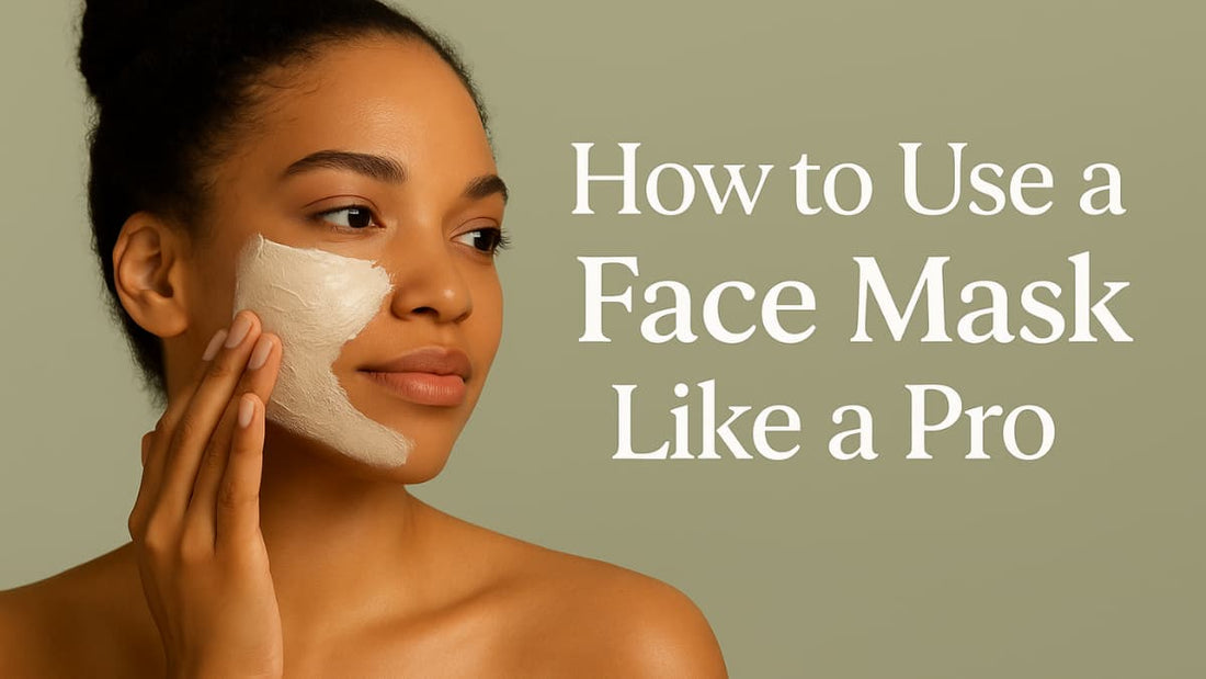 Woman applying face mask with text 'How to Use a Face Mask Like a Pro' on a beige background