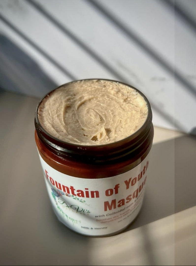 Jar of 'Fountain of Youth Masque' on a neutral background