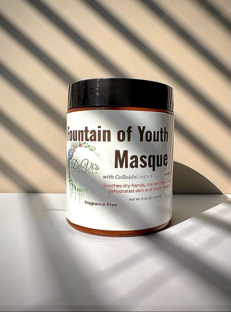 Jar of 'Fountain of Youth Masque' on a neutral background